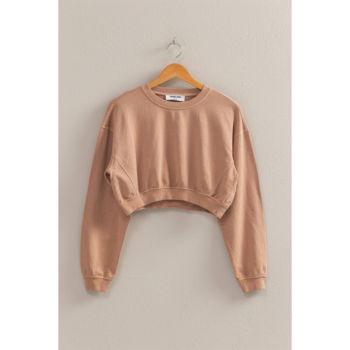Crew Neck Long Sleeve Crop Sweatshirt
