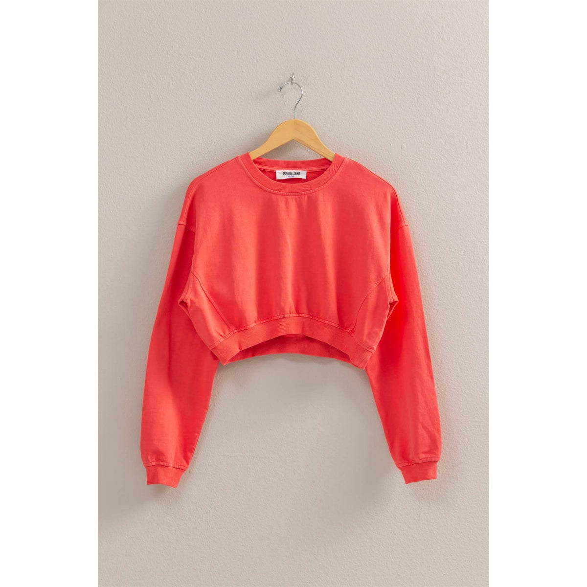 Crew Neck Long Sleeve Crop Sweatshirt