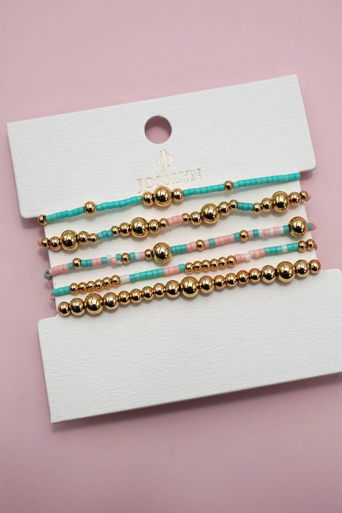 MULTI LAYER NATURAL STONE BALL CHAIN LINK BRACELET | 40B5182