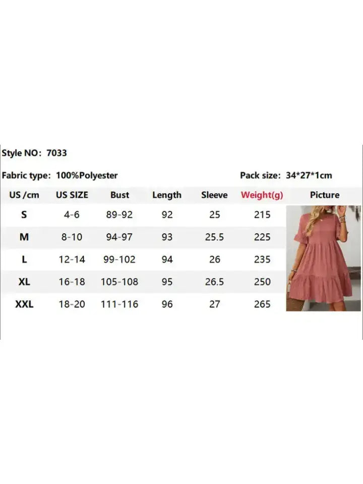 Textured Tiered Mini Dress Ruffle Sleeve Casual