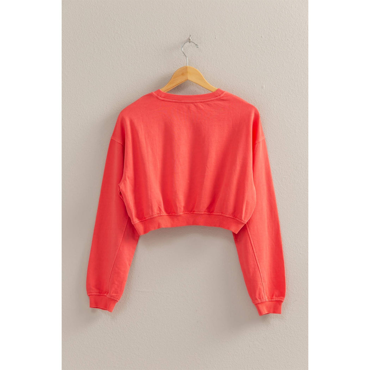 Crew Neck Long Sleeve Crop Sweatshirt