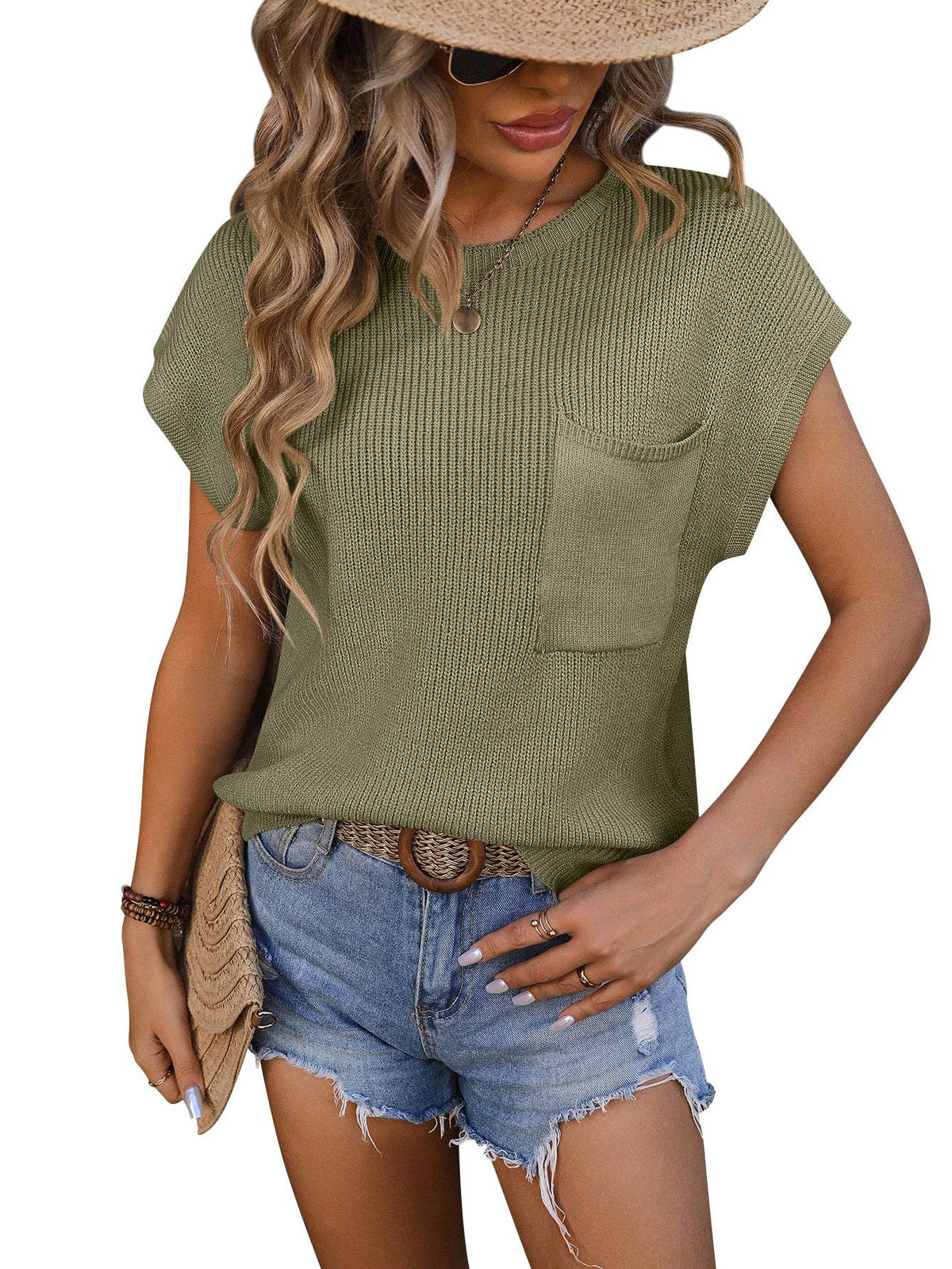 56B0 Crewneck Pocket Beige