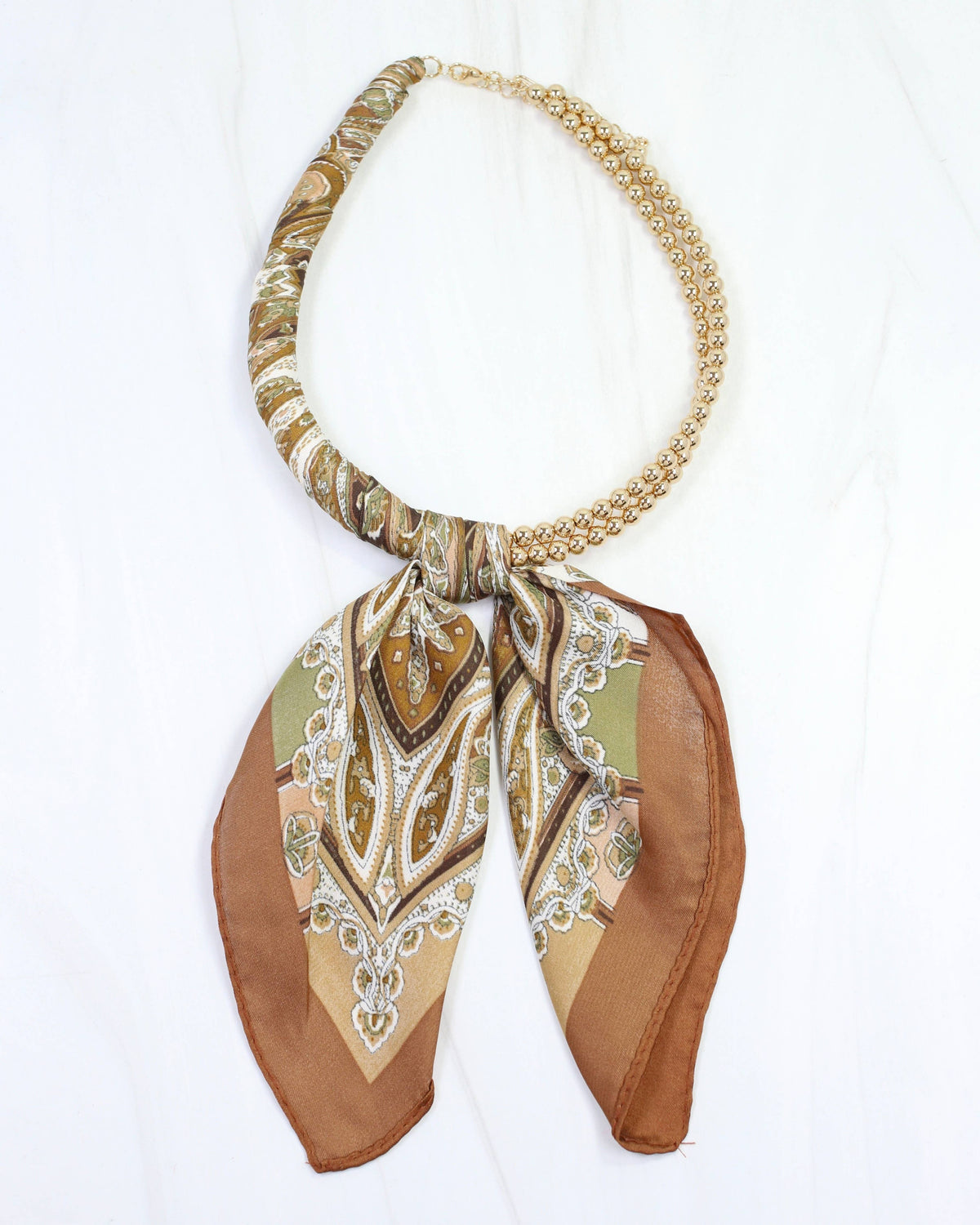 Laya Beaded Scarf Collar Necklace Brown