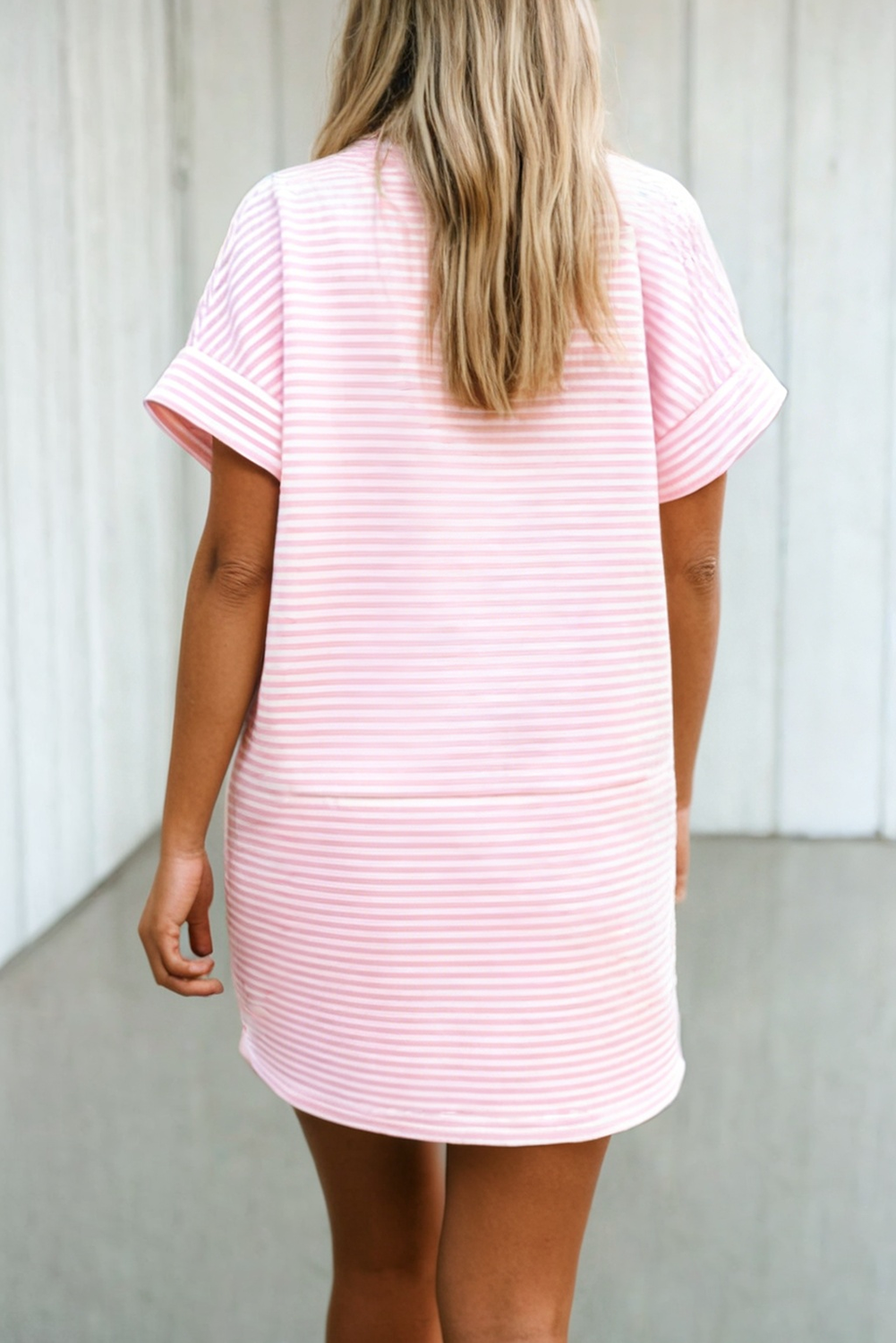 LAS Stripe Mock Neck Mini Dress (S-XL)