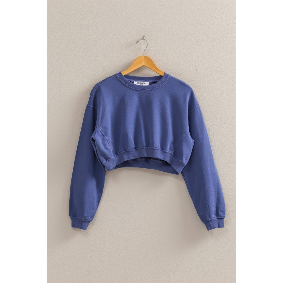 Crew Neck Long Sleeve Crop Sweatshirt