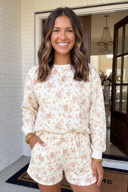 LAS Boho Floral Two Piece Casual Shorts