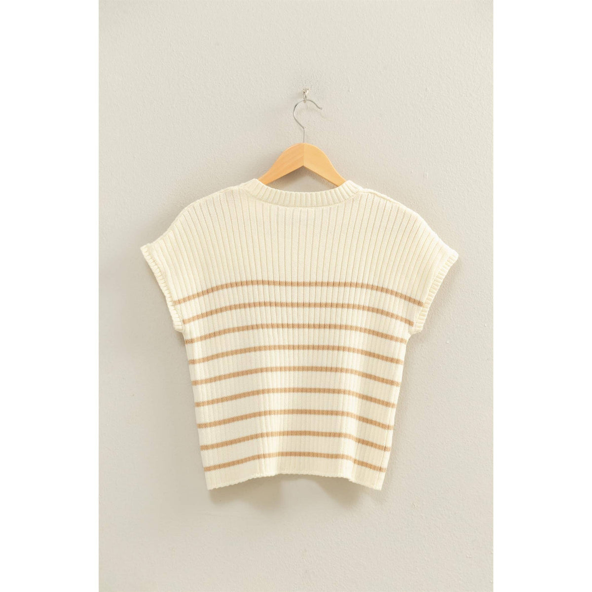 Sleeveless Ribbed Striped Knit Top