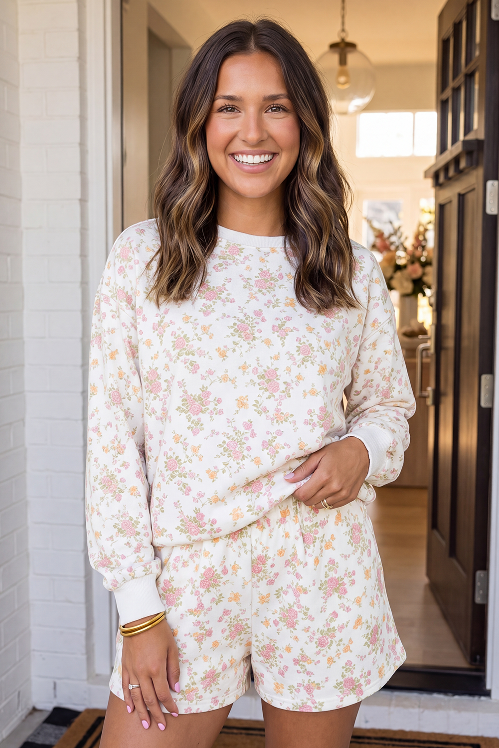 LAS Boho Floral Two Piece Casual Shorts