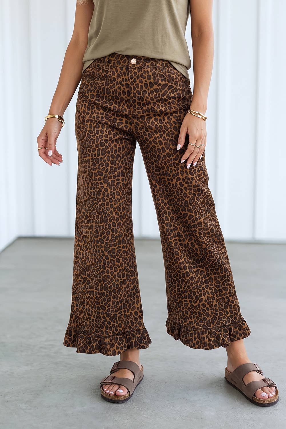 LAS Western Leopard Ruffled Hem Shift Jeans (4-16)