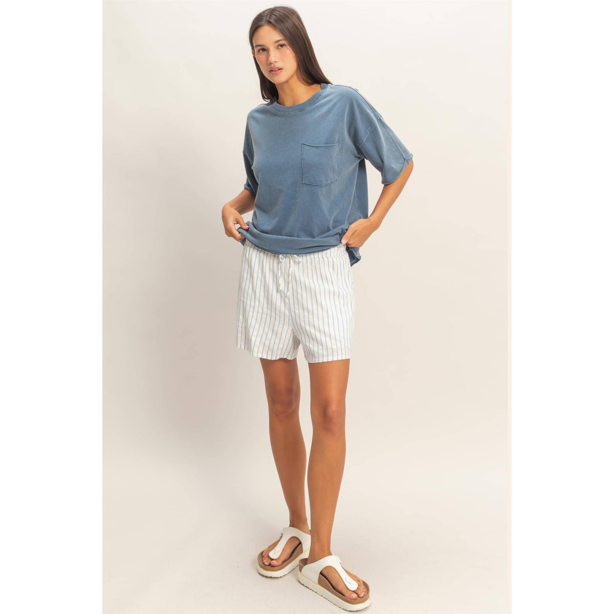 Striped Drawstring Shorts