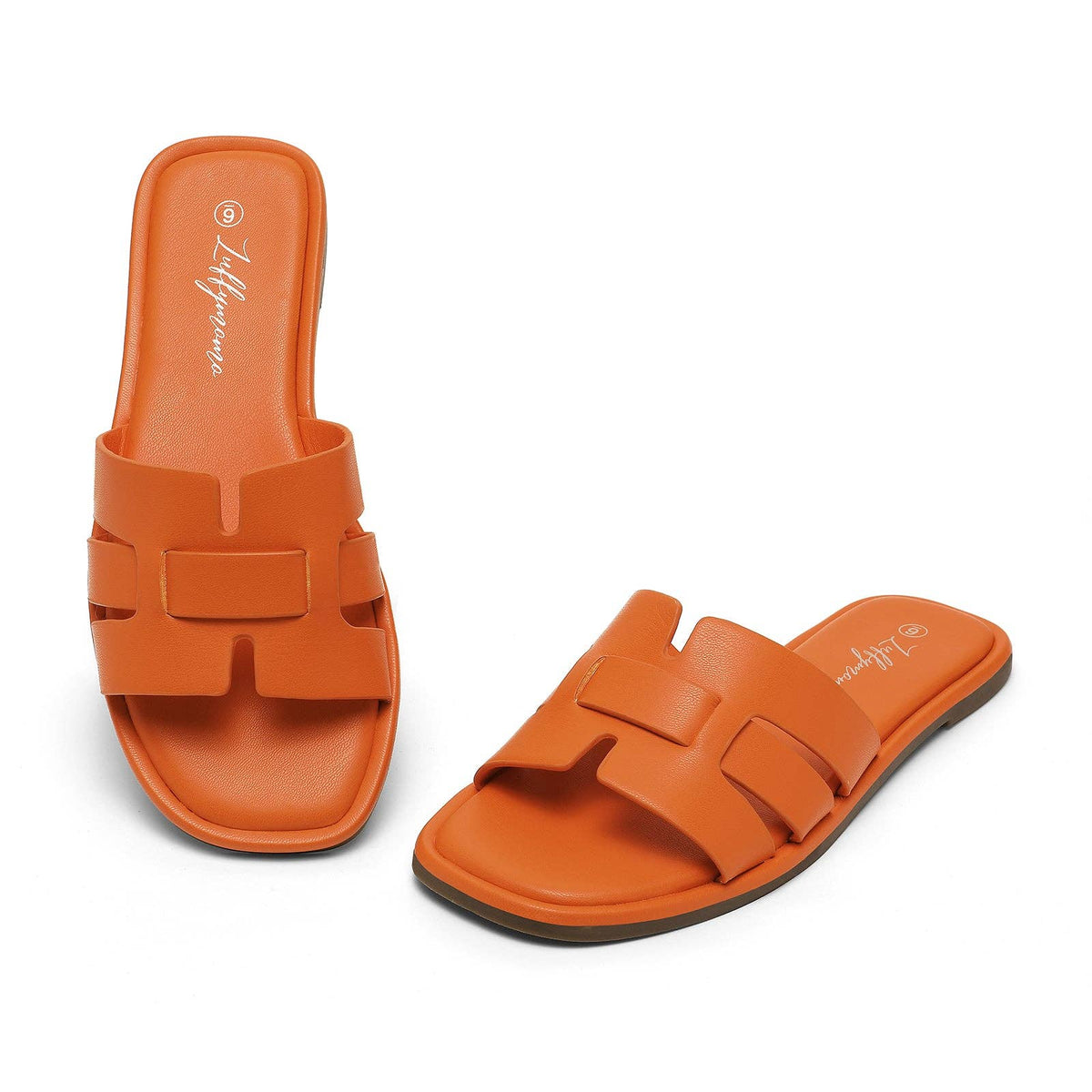 Women's Flat Slide Sandals H-Strap Square Toe Shape Non-slip Summer Beach Shoes