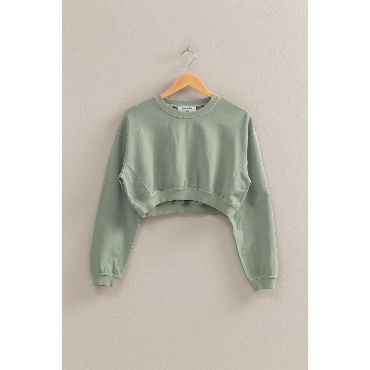 Crew Neck Long Sleeve Crop Sweatshirt