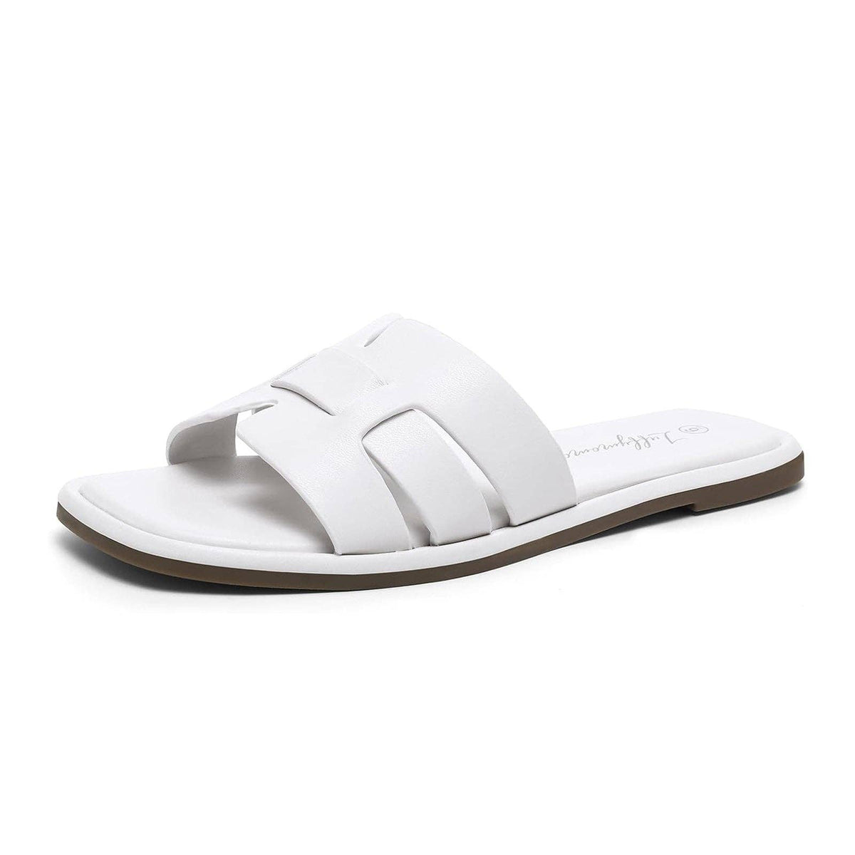 Women's Flat Slide Sandals H-Strap Square Toe Shape Non-slip Summer Beach Shoes