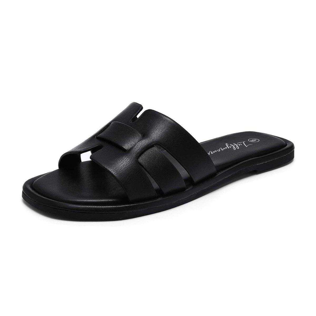 Women's Flat Slide Sandals H-Strap Square Toe Shape Non-slip Summer Beach Shoes