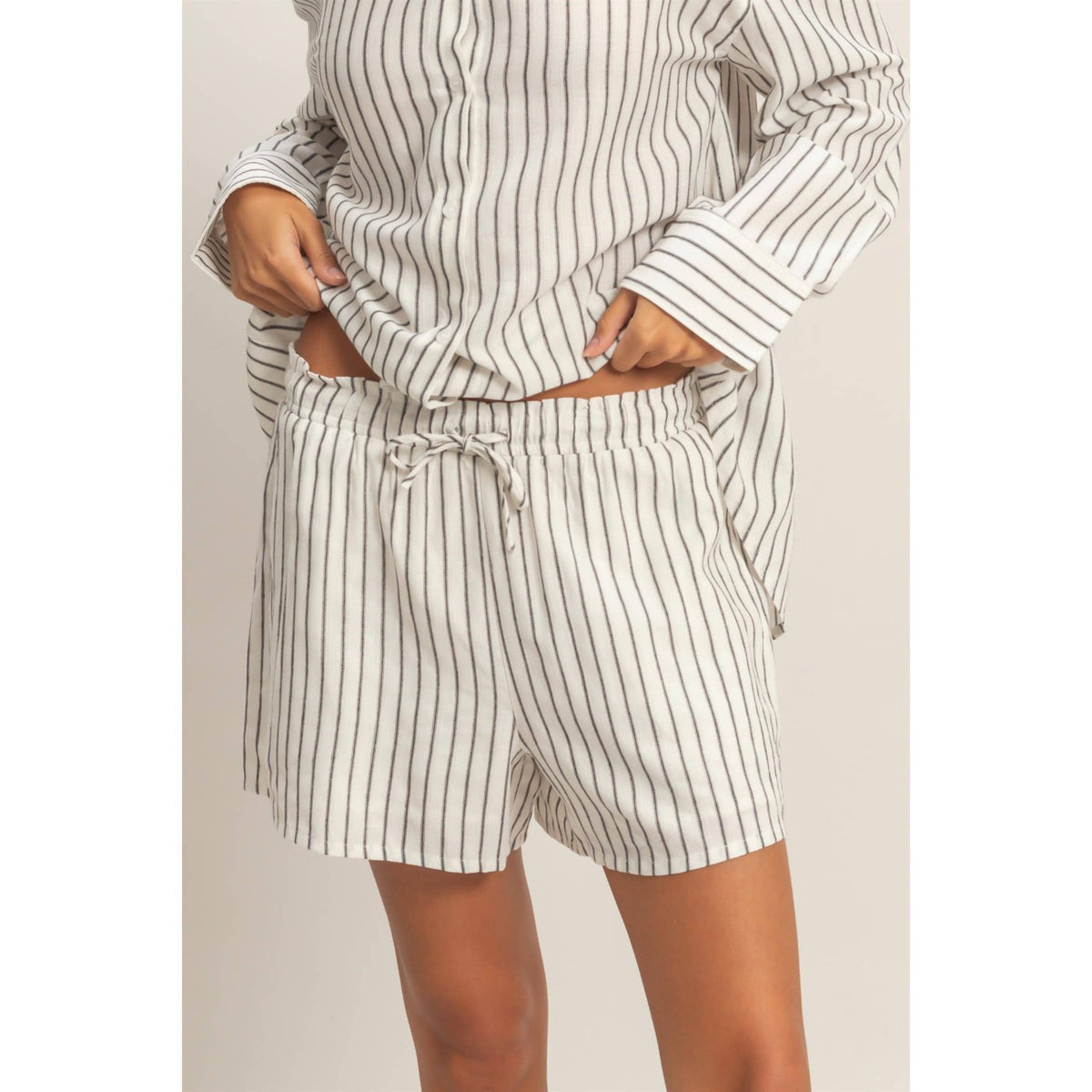 Striped Drawstring Shorts