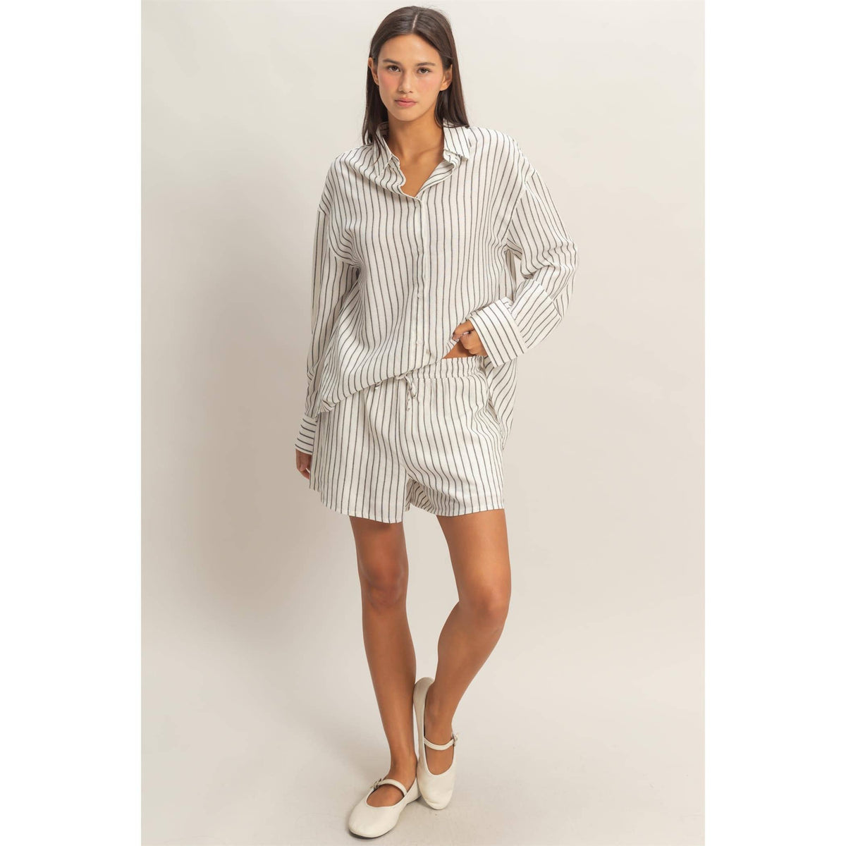 Striped Drawstring Shorts