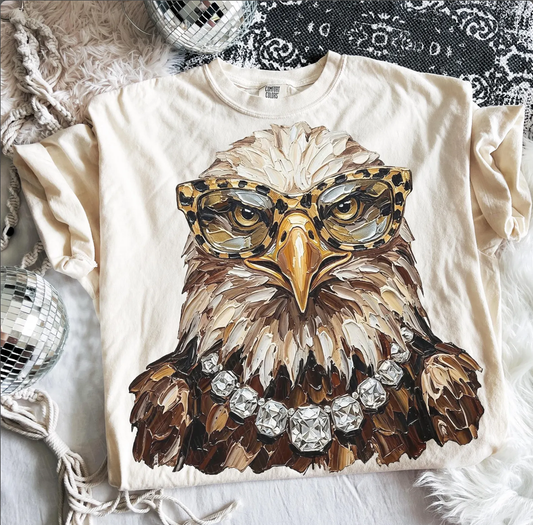 Glam Bald Eagle Sunglasses & Bling Graphic Tee