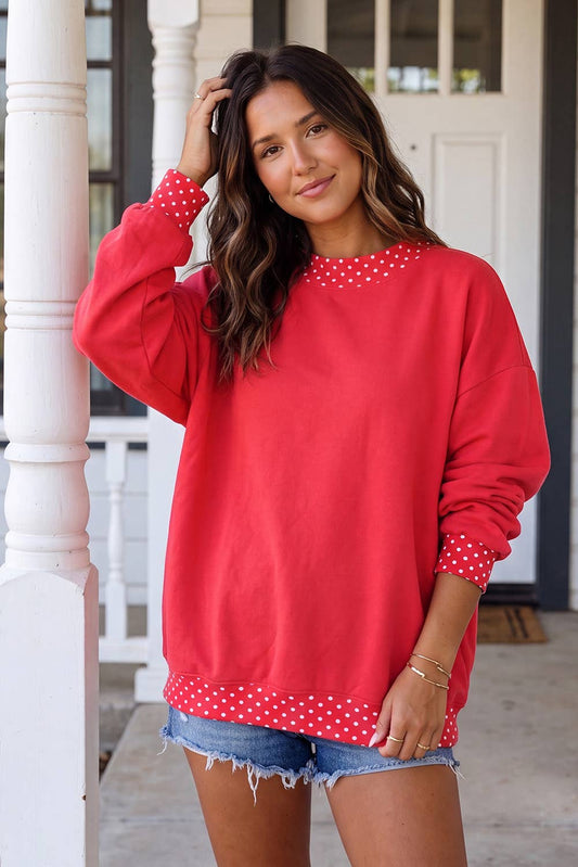 LAS Polka Dot Oversize Mock Neck Sweatshirt (S-4X)