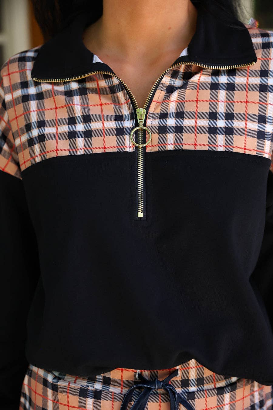 Mia Printed Pullover- Nora Plaid