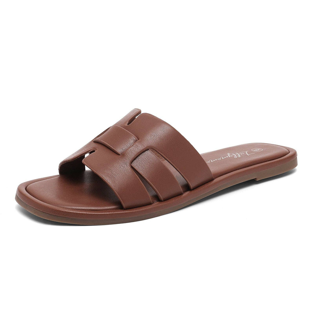 Women's Flat Slide Sandals H-Strap Square Toe Shape Non-slip Summer Beach Shoes