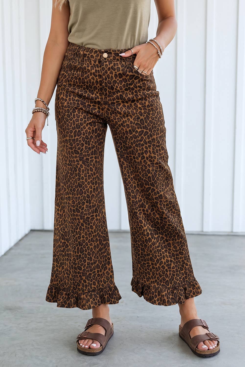 LAS Western Leopard Ruffled Hem Shift Jeans (4-16)