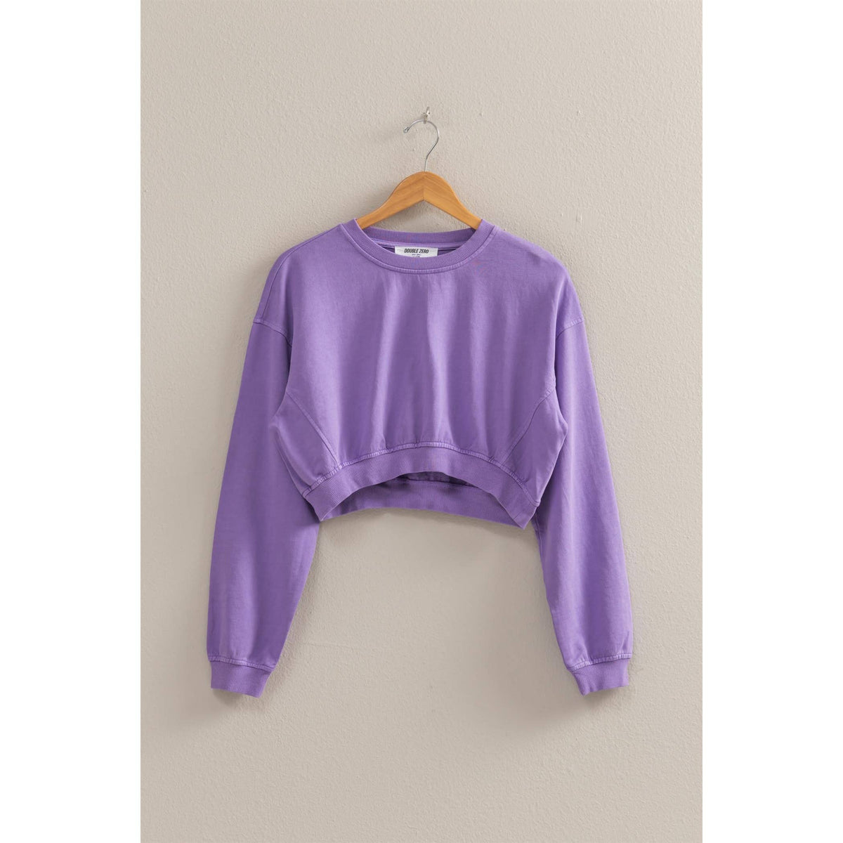 Crew Neck Long Sleeve Crop Sweatshirt