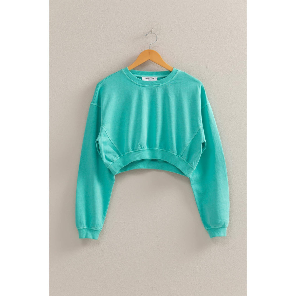 Crew Neck Long Sleeve Crop Sweatshirt